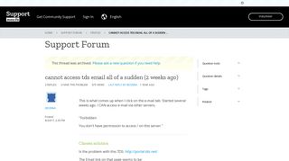
                            12. cannot access tds email all of a sudden (2 weeks ago) | Firefox ...