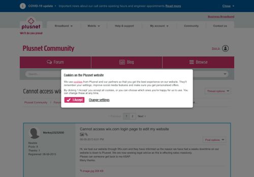 
                            10. Cannot access wix.com login page to edit my websit... - Plusnet ...