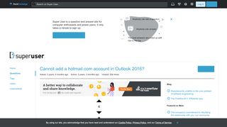 
                            8. Cannot add a hotmail.com account in Outlook 2016? - Super User