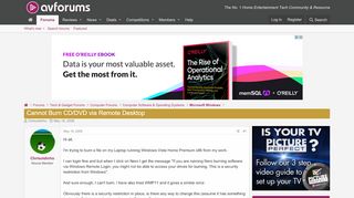 
                            7. Cannot Burn CD/DVD via Remote Desktop | AVForums