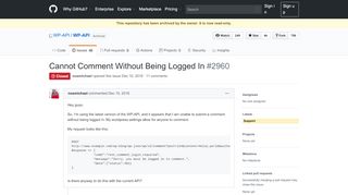 
                            10. Cannot Comment Without Being Logged In · Issue #2960 · WP-API/WP ...