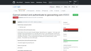 
                            6. Cannot connect and authenticate to geocaching.com · Issue #5800 ...