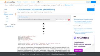 
                            10. Cannot connect to database (000webhost) - Stack Overflow