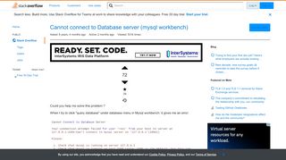 
                            1. Cannot connect to Database server (mysql workbench) - Stack Overflow