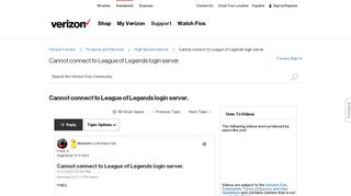 
                            11. Cannot connect to League of Legends login server. - Verizon Fios ...