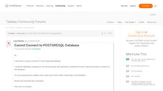 
                            13. Cannot Connect to POSTGRESQL Database |Tableau Community Forums