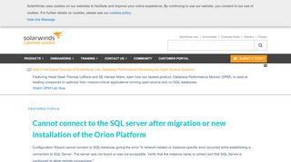 
                            8. Cannot connect to the SQL server after migration or new installation ...