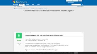 
                            13. Cannot create a new user (The User Profile Service failed the ...