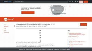 
                            1. Cannot enter phpmyadmin as root (MySQL 5.7) - Ask Ubuntu