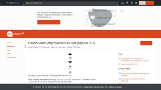 
                            8. Cannot enter phpmyadmin as root (MySQL 5.7) - Ask Ubuntu