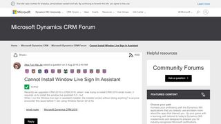 
                            13. Cannot Install Window Live Sign In Assistant - Microsoft Dynamics ...
