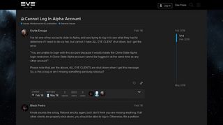 
                            2. Cannot Log In Alpha Account - General Issues - EVE Online Forums