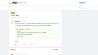 
                            10. Cannot log in | Deezer Community, bringing music lovers ...