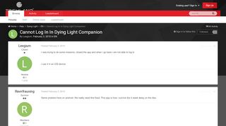 
                            5. Cannot Log In In Dying Light Companion - EN - Techland Forum