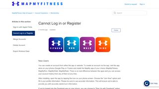 
                            1. Cannot Log in or Register – MapMyFitness Help & Support