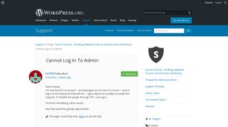 
                            11. Cannot Log In To Admin | WordPress.org