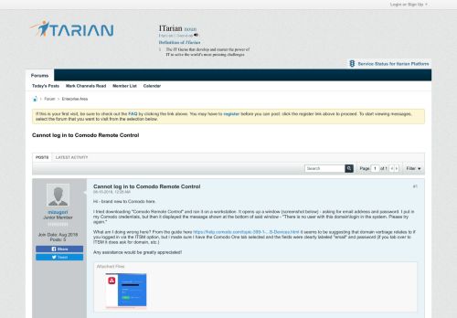 
                            6. Cannot log in to Comodo Remote Control - ITarian Forum | Sign up ...