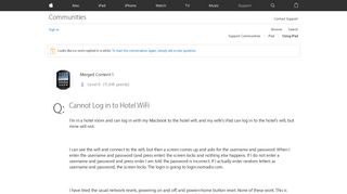 
                            3. Cannot Log in to Hotel WiFi - Apple Community