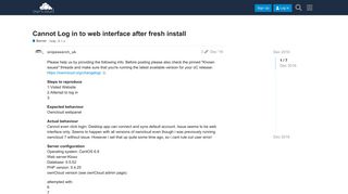 
                            8. Cannot Log in to web interface after fresh install - Server - ownCloud ...