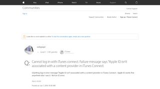 
                            4. Cannot log in with iTunes connect. Failu… - Apple Community