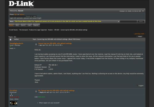 
                            3. Cannot log into DIR-600L with default settings - D-Link Forums