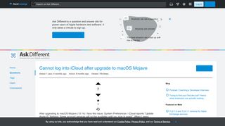 
                            10. Cannot log into iCloud after upgrade to macOS Mojave - Ask Different