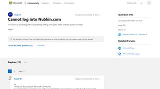 
                            10. Cannot log into NuSkin.com - Microsoft Community