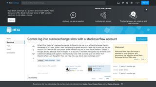 
                            8. Cannot log into stackexchange sites with a stackoverflow account ...
