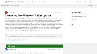 
                            3. Cannot log into Windows 7 after Update - Microsoft Community