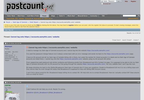 
                            4. Cannot log onto https://accounts.eamythic.com/ website - PostCount.Net