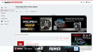 
                            8. Cannot login after Creators update. | Tom's Hardware Forum