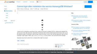 
                            4. Cannot login after installation like service AranangoDB Windows7 ...