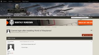 
                            12. Cannot login after installing World of Warplanes! - Tech Corner ...