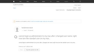 
                            7. cannot login as administrator to my mac a… - Apple Community