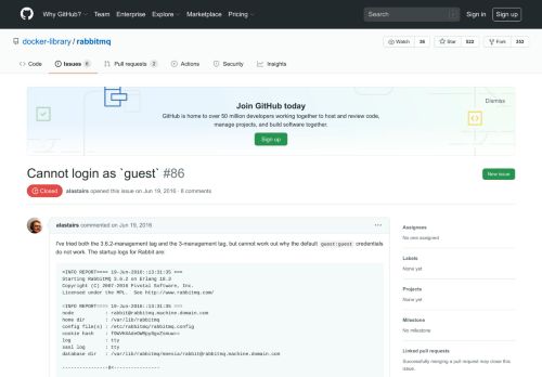 
                            5. Cannot login as `guest` · Issue #86 · docker-library/rabbitmq · GitHub
