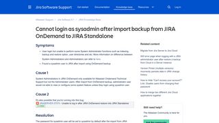 
                            2. Cannot login as sysadmin after import backup from JIRA OnDemand ...