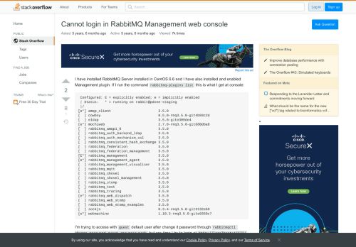 
                            2. Cannot login in RabbitMQ Management web console - Stack Overflow