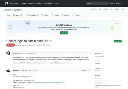 
                            11. Cannot login to admin panel · Issue #174 · pyrocms/pyrocms · GitHub