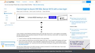 
                            1. Cannot login to Azure VM SQL Server 2014 with a new login - Stack ...