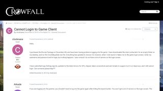 
                            7. Cannot Login to Game Client - Pre-Alpha 3.0 ... - Forums - Crowfall