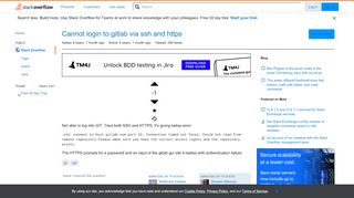 
                            12. Cannot login to gitlab via ssh and https - Stack Overflow