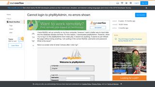 
                            1. Cannot login to phpMyAdmin, no errors shown - Stack Overflow