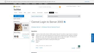 
                            1. Cannot Login to Server 2003 - Microsoft