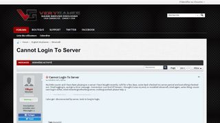 
                            10. Cannot Login To Server - Forum VeryGames