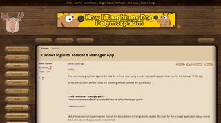 
                            4. Cannot login to Tomcat 8 Manager App (Tomcat forum at Coderanch)