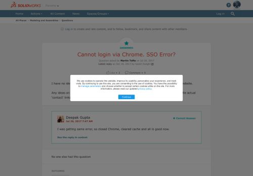 
                            8. Cannot login via Chrome. SSO Error? | SOLIDWORKS Forums