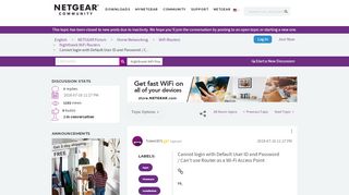 
                            2. Cannot login with Default User ID and Password / C... - NETGEAR ...