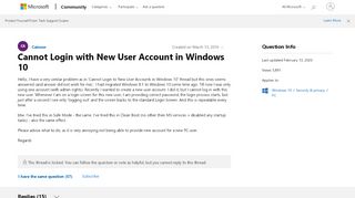 
                            4. Cannot Login with New User Account in Windows 10 - Microsoft Community