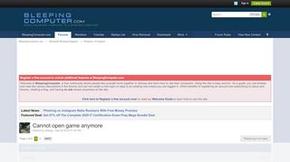 
                            10. Cannot open game anymore - Windows 10 Support - Bleeping Computer