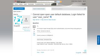 
                            8. Cannot open open user default database, Login failed for user ...